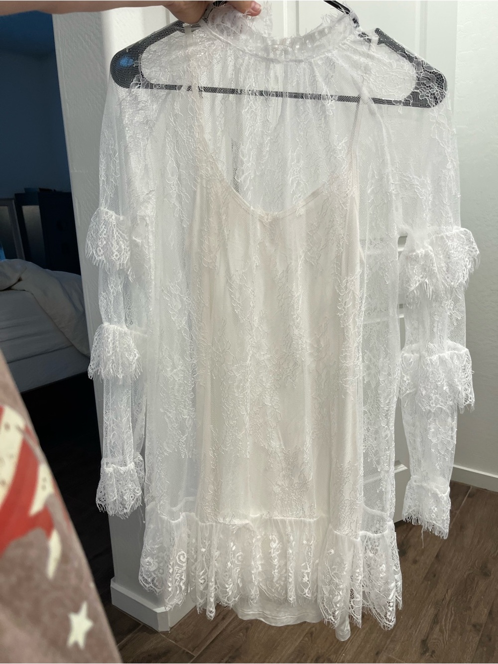 White Lace Overlay Dress with slip dress